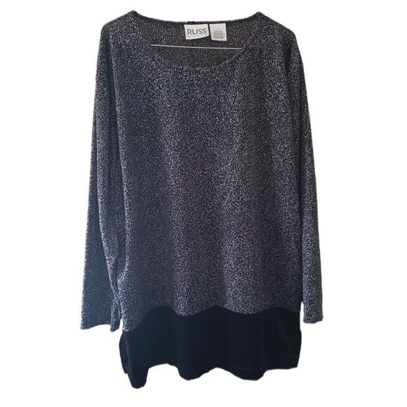 Russ Black Patterned Long Sleeve Top - Picture 1 of 5